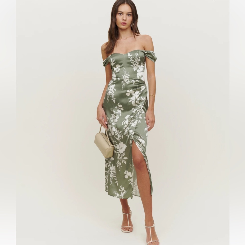 Reformation Genesis Silk Dress, Willow, Sz 0